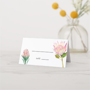 Exotic Blush Pink Protea Flower Wedding Place Card