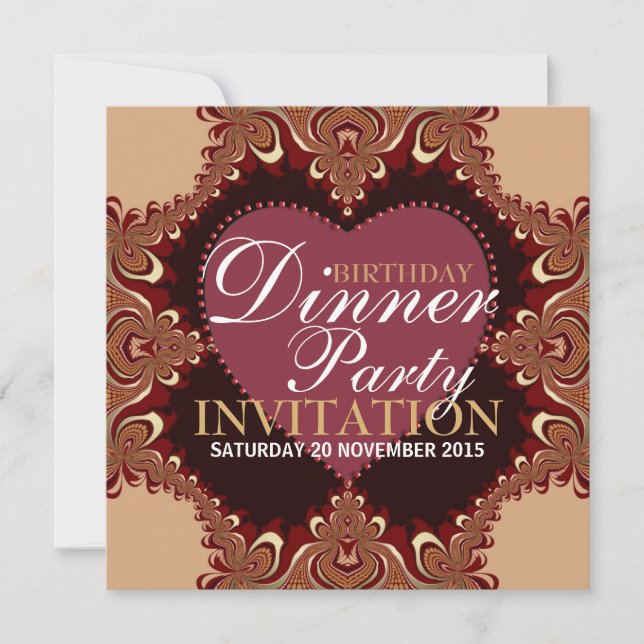 Exotic Bohemian Birthday Dinner Party Invitations (Front)