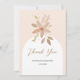 Exotic Boho Terracotta Floral Watercolor Thank You Card