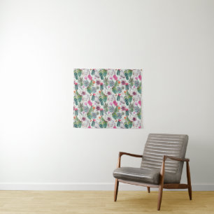 Exotic Boho Watercolor Cactus & Succulent Pattern Tapestry