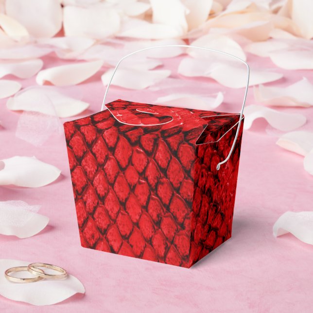 Exotic bold snake skin animal print pattern red favour box (Wedding)