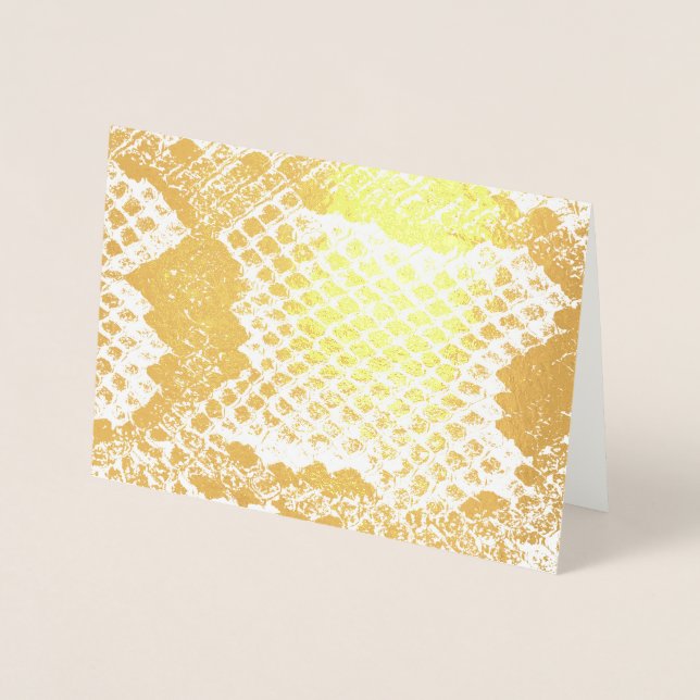 Exotic bold snake skin print texture pattern gold foil card (Front)
