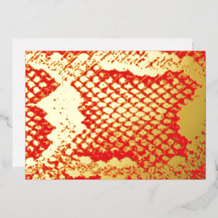 Exotic bold snake skin texture pattern red gold