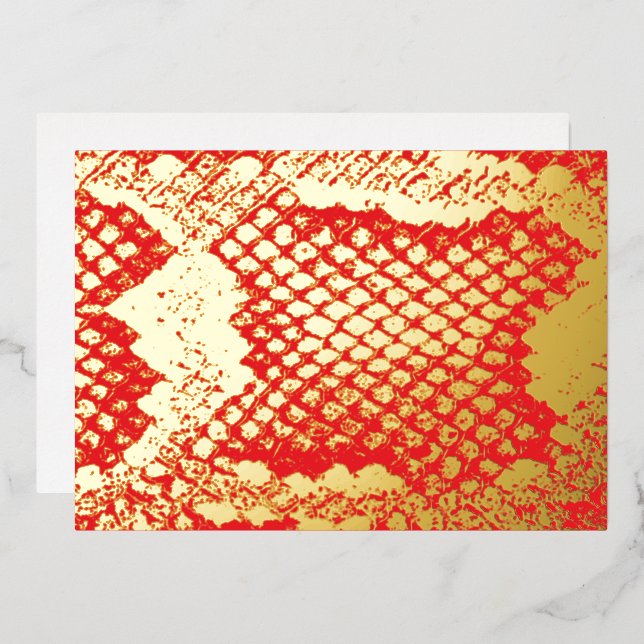 Exotic bold snake skin texture pattern red gold (Front/Back)