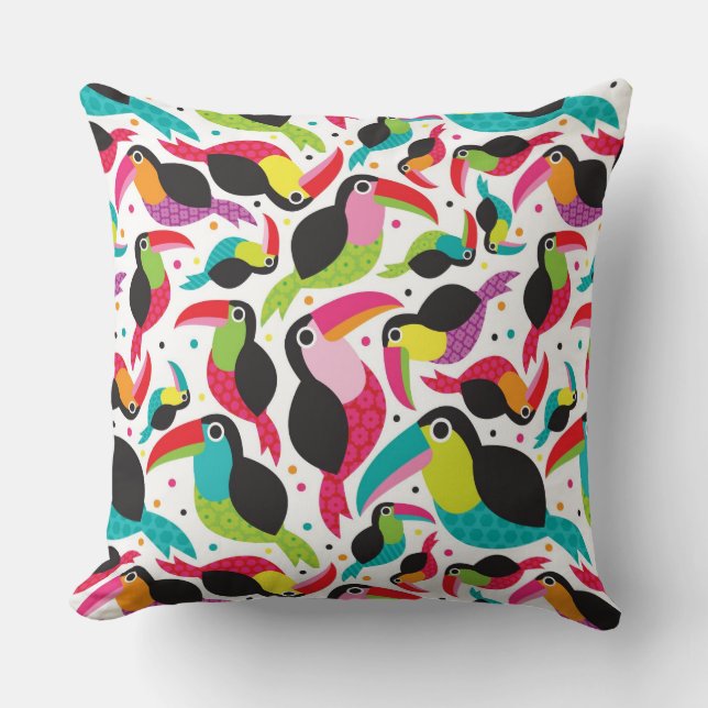 exotic brazil toucan bird background cushion (Front)