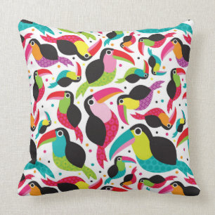 exotic brazil toucan bird background cushion
