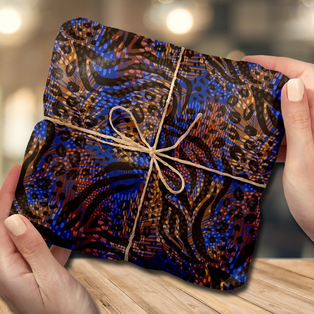 Exotic Brown Blue Animal Print Tissue Paper (Creator Uploaded)