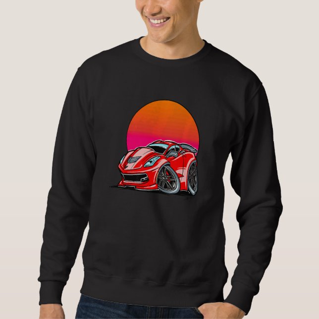Exotic Car Turbo Sports Sunset Car Sweatshirt (Front)