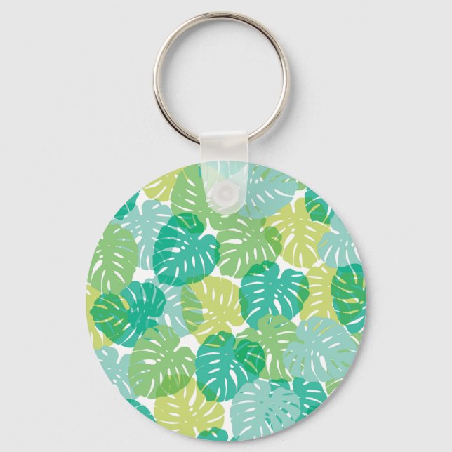 Exotic Cheese Plant: Tropical Monstera Key Ring (Front)