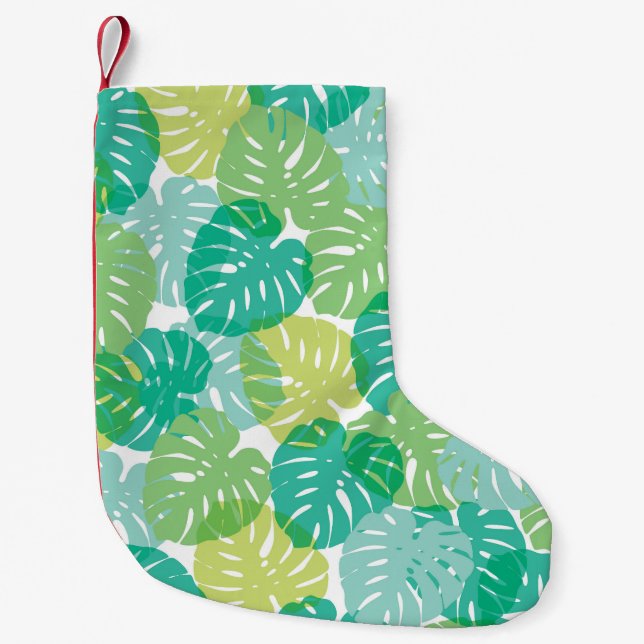 Exotic Cheese Plant: Tropical Monstera Small Christmas Stocking (Front)