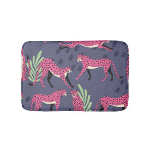 Exotic cheetahs: colourful vintage pattern. bath mat