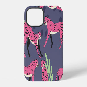 Exotic cheetahs: colourful vintage pattern. iPhone 12 case