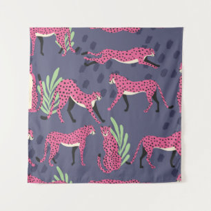 Exotic cheetahs: colourful vintage pattern. tapestry