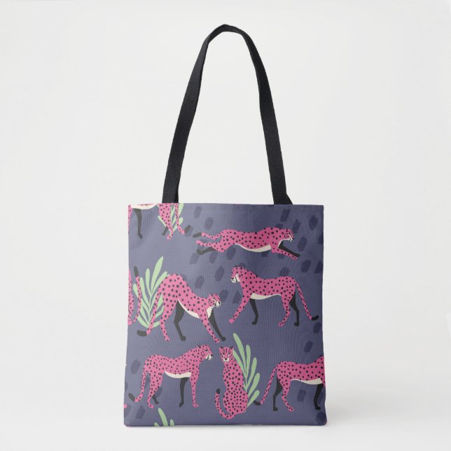 Exotic cheetahs: colourful vintage pattern. tote bag (Front)