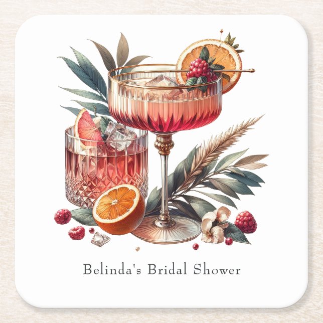 Exotic Cocktail Square Paper Coaster (Front)