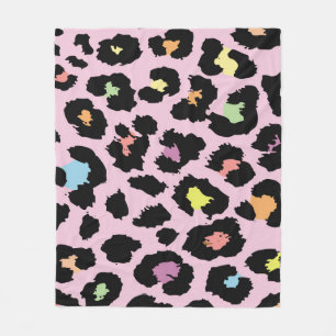 exotic colorful wild leopard design hand drawn fas fleece blanket