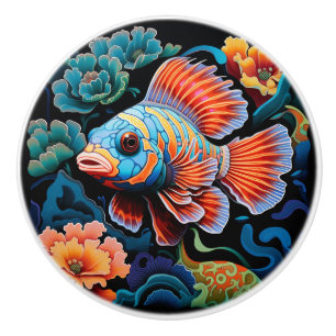 Exotic Colourful Fish Ceramic Knob
