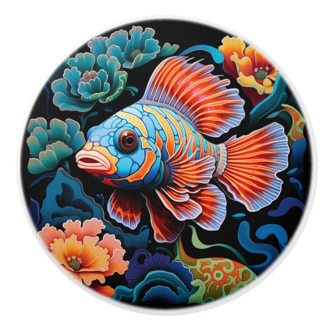 Exotic Colourful Fish Ceramic Knob (Front)