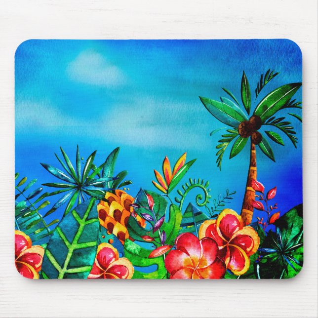 Exotic Colourful Flower Jungle - Aloha Mouse Pad (Front)