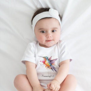 Exotic colourful hummingbird customisable baby bodysuit