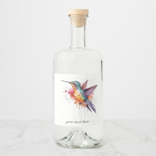 Exotic colourful hummingbird customisable liquor bottle label