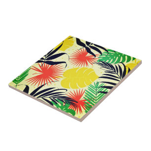 Exotic Colourful Leaves Tile