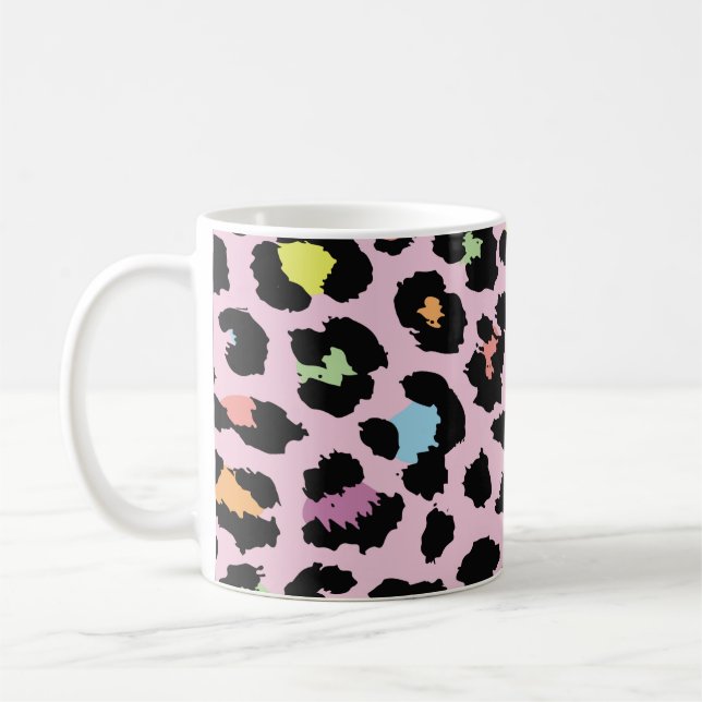 exotic colourful wild leopard design hand drawn fa coffee mug (Left)