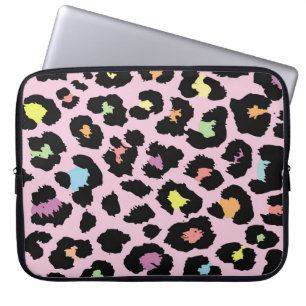 exotic colourful wild leopard design hand drawn fa laptop sleeve