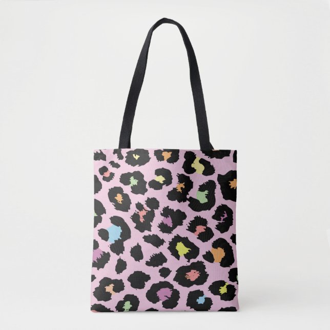 exotic colourful wild leopard design hand drawn fa tote bag (Front)