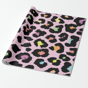 exotic colourful wild leopard design hand drawn fa wrapping paper