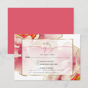 Exotic Coral Rose Peony Meal Choice RSVP Card