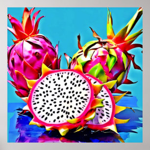 Exotic Dragon Fruit Art Poster