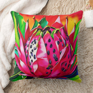 Exotic Dragon Fruit Bloom Cushion