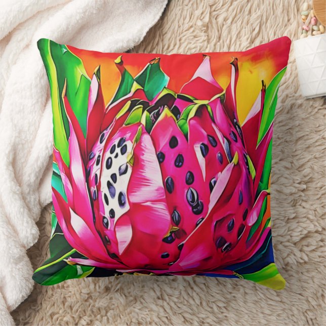 Exotic Dragon Fruit Bloom Cushion (Blanket)