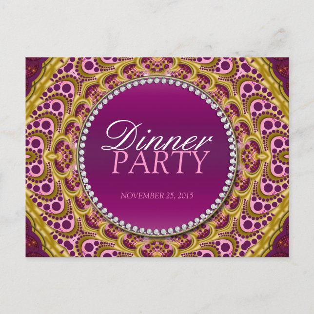 Exotic Eastern Dinner Party Invite Postcard (Front)