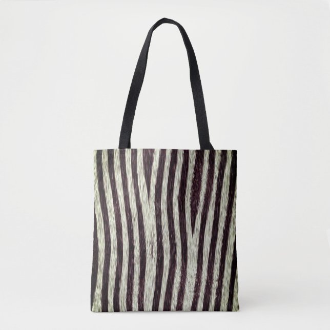Exotic Faux Fur Zebra Stripes Animal Print Tote Bag (Front)
