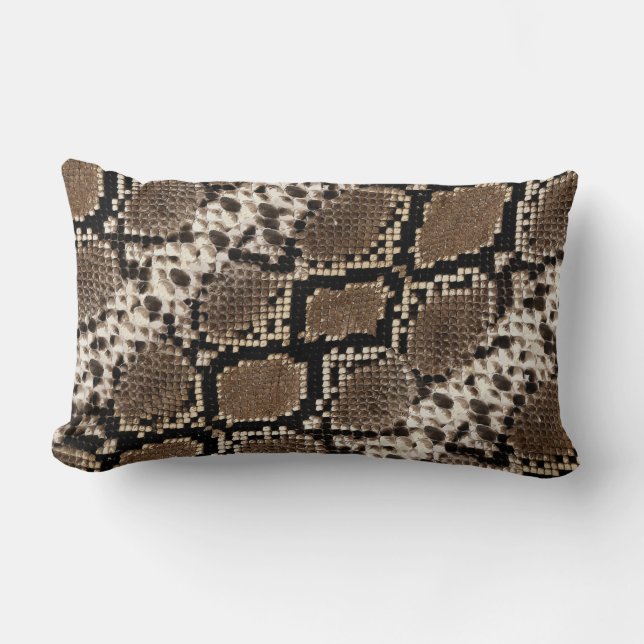 Exotic Faux Snakeskin Photographic Pattern Lumbar Cushion (Front)