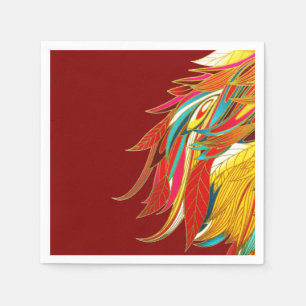 Exotic Feathers Red Napkin