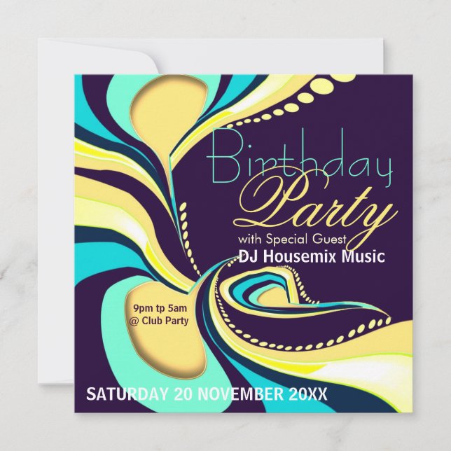 Exotic Flamboyant Abstract Art Party Invitation (Front)