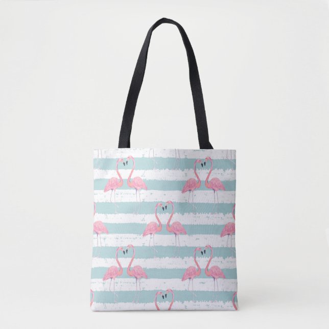 Exotic Flamingo Striped Background Pattern Tote Bag (Front)
