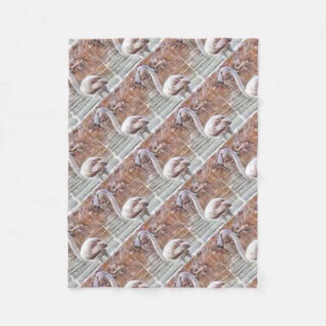 Exotic Flamingo Watercolor Fleece Blanket (Front)