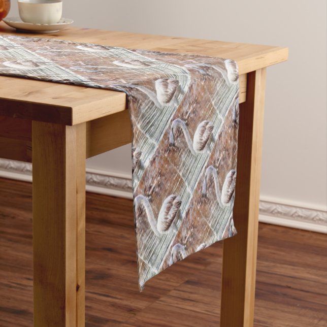 Exotic Flamingo Watercolor Short Table Runner (In Situ)