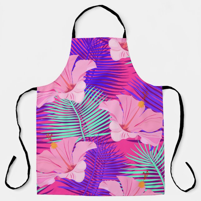 Exotic Flamingos: Tropical Pink Vintage. Apron (Front)