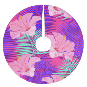 Exotic Flamingos: Tropical Pink Vintage. Brushed Polyester Tree Skirt