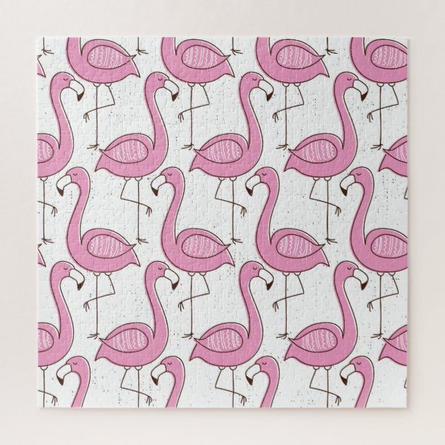Exotic flamingos, vintage seamless design. jigsaw puzzle (Vertical)