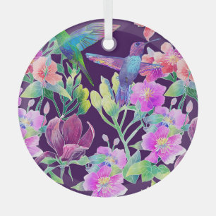 Exotic Flora and Fauna: Seamless Pattern Glass Tree Decoration