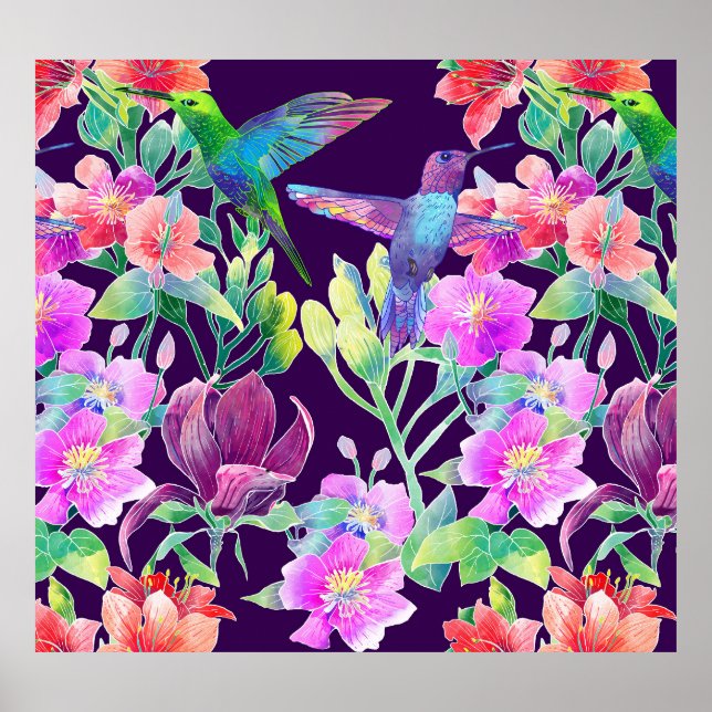 Exotic Flora and Fauna: Seamless Pattern Poster (Front)