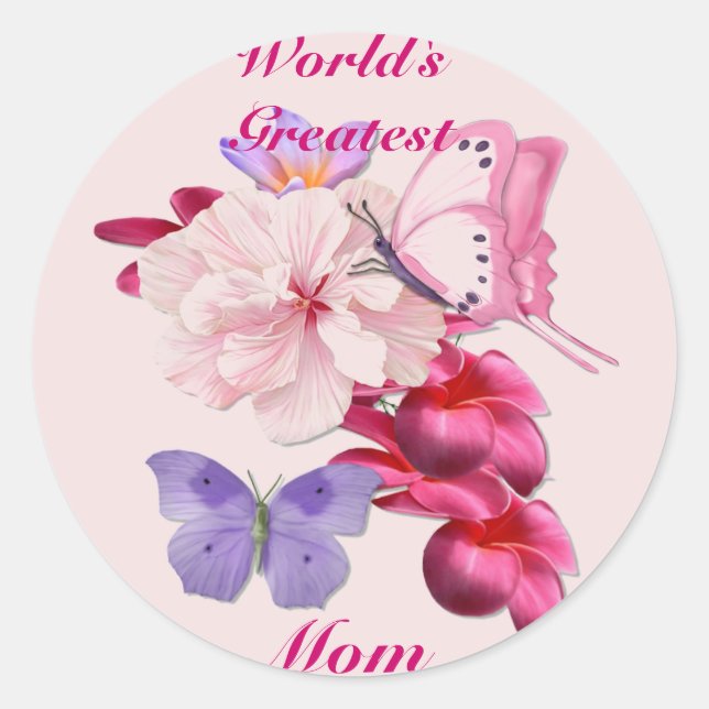 Exotic Floral for Mum Classic Round Sticker (Front)