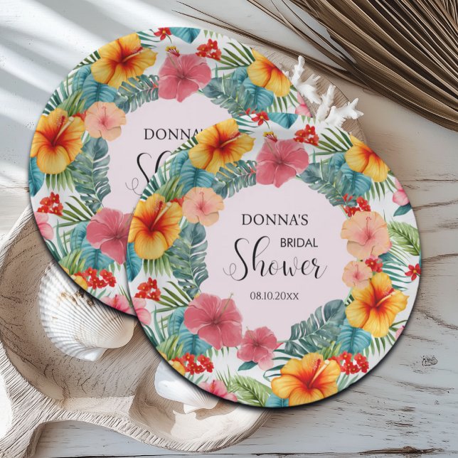 Exotic Floral Hawaiian Bridal Shower Paper Plate (Creator Uploaded)