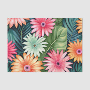 Exotic Floral with Palm Leaves Tissue Paper